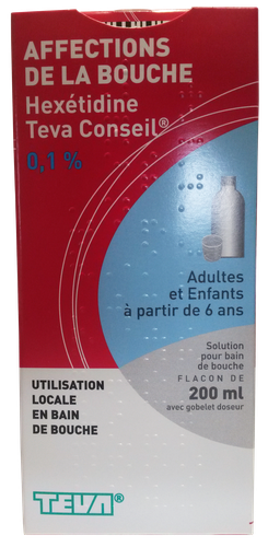 Image HEXETIDINE 0,1% TEVA CONSEIL FLACON 200ML