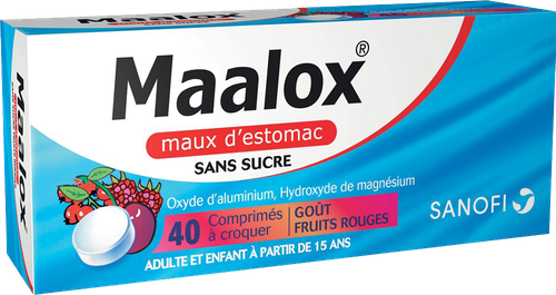 MAALOX MAUX ESTOMAC FRUIT ROUGE SANS SUCRE COMPRIMÉ 40